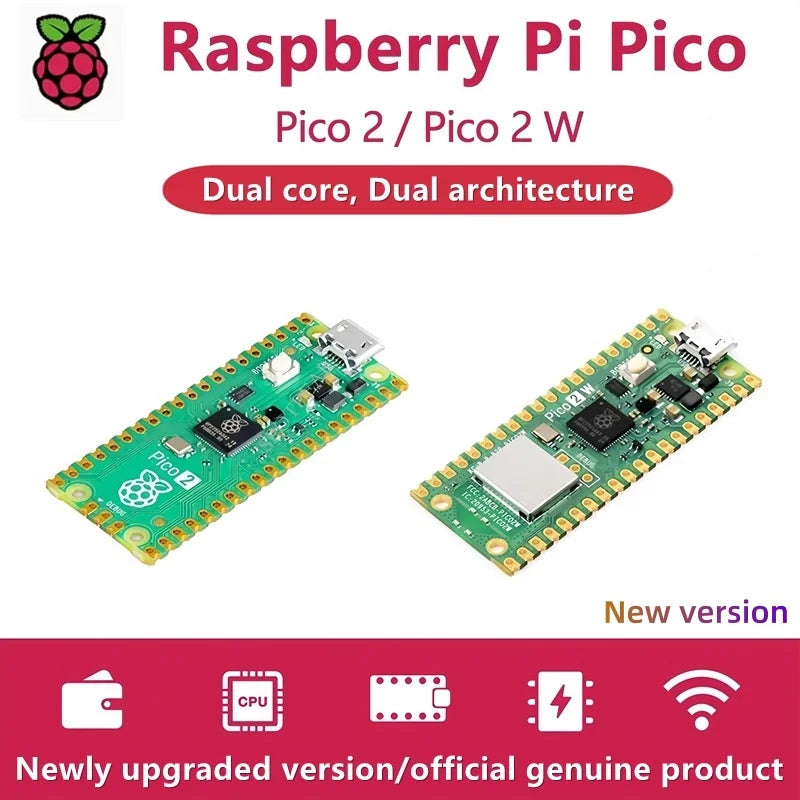 Raspberry Pi Pico 2 & Pico 2W RP2350 Microcontroller Development Board with Wi-Fi