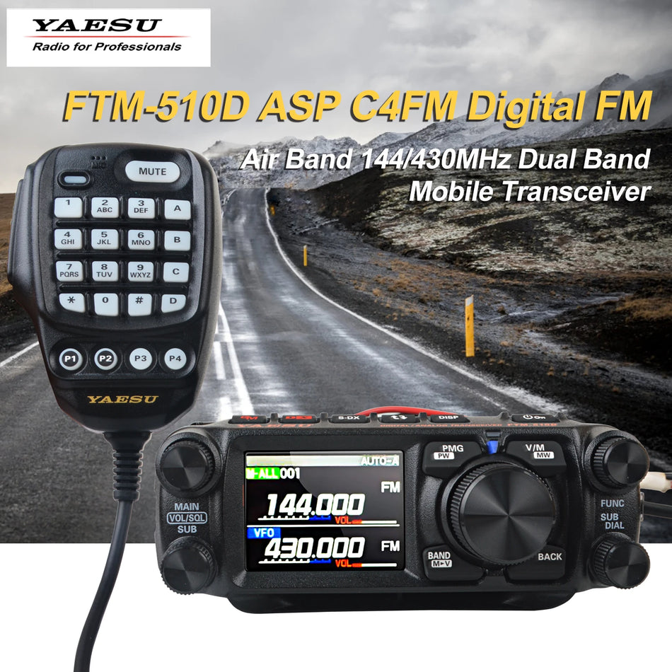 Walkie Talkie Yaesu FTM-510D ASP C4FM/FM 55/50W 144/430mhZ Dual Band Mobile Transxciver with Super-DX and ASP