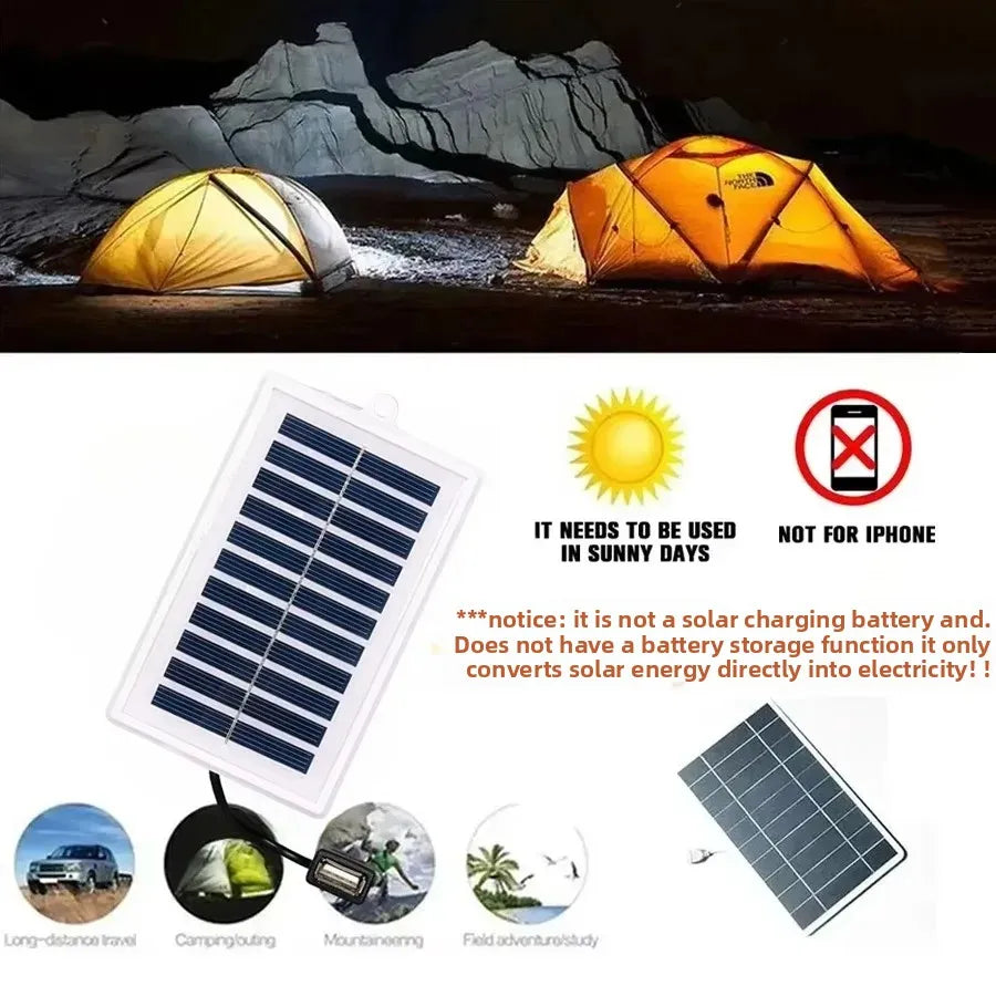 Portable USB Solar Charger Panel for Outdoor Camping & Emergency Power