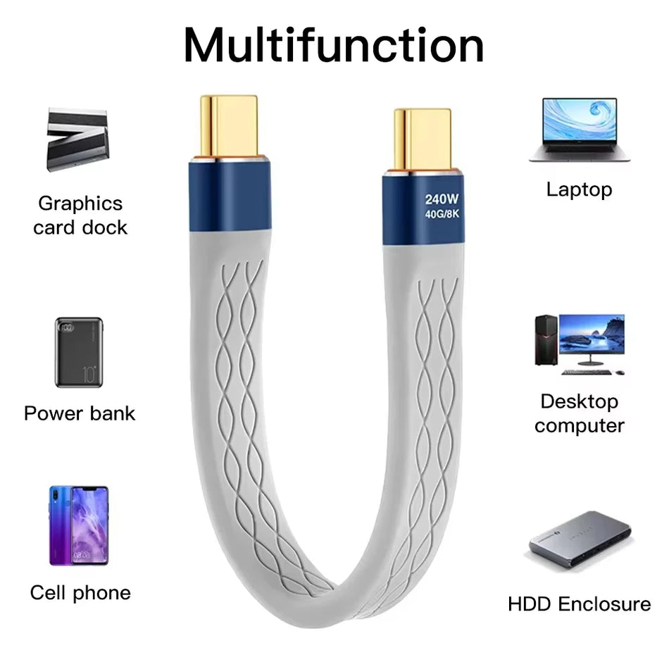 240W USB-C to USB-C Fast Charging Cable 40Gbps 8K PD Cable