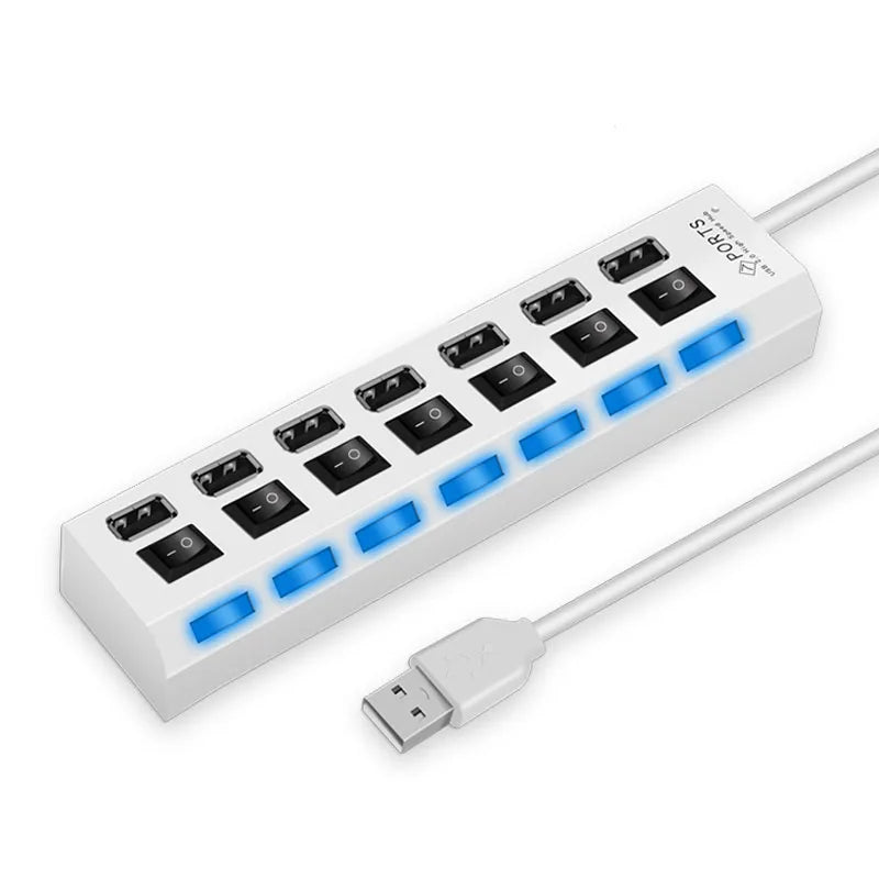 USB HUB 2.0 High Speed 4-Port / 7-Port Splitter with LED Switch