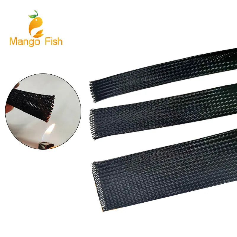 Expandable PET Braided Cable Sleeve – Black Wire Protection Sleeving 4mm–60mm