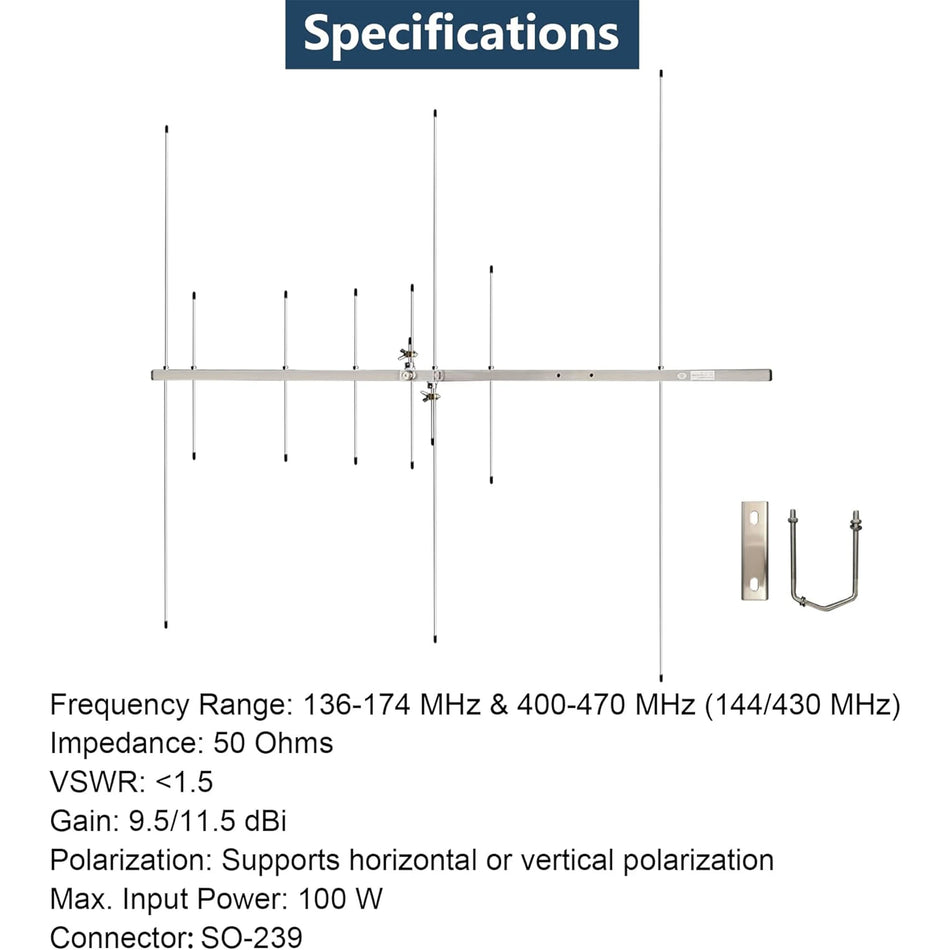 Dual-Band VHF/UHF 8-Element Yagi Antenna for Outdoor Radio Communication