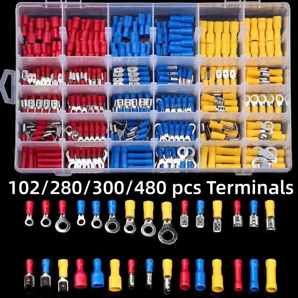 Wire Connector Kit Male Female Insulated Crimp Terminal Set 102/280/300/480PCS