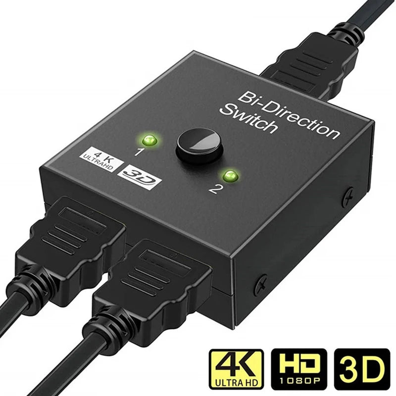 4K HDMI Bi-Directional Switch Splitter| 2 In 1 Out / 1 In 2 Out