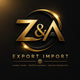 Gold logo with 'Z&A' on a black background, featuring the text 'Export Import' and tagline.